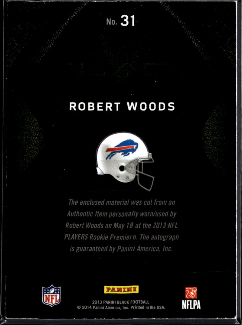 Robert Woods 2013 Black Onyx Auto Autograph Patch RC 15/99 Buffalo Bills