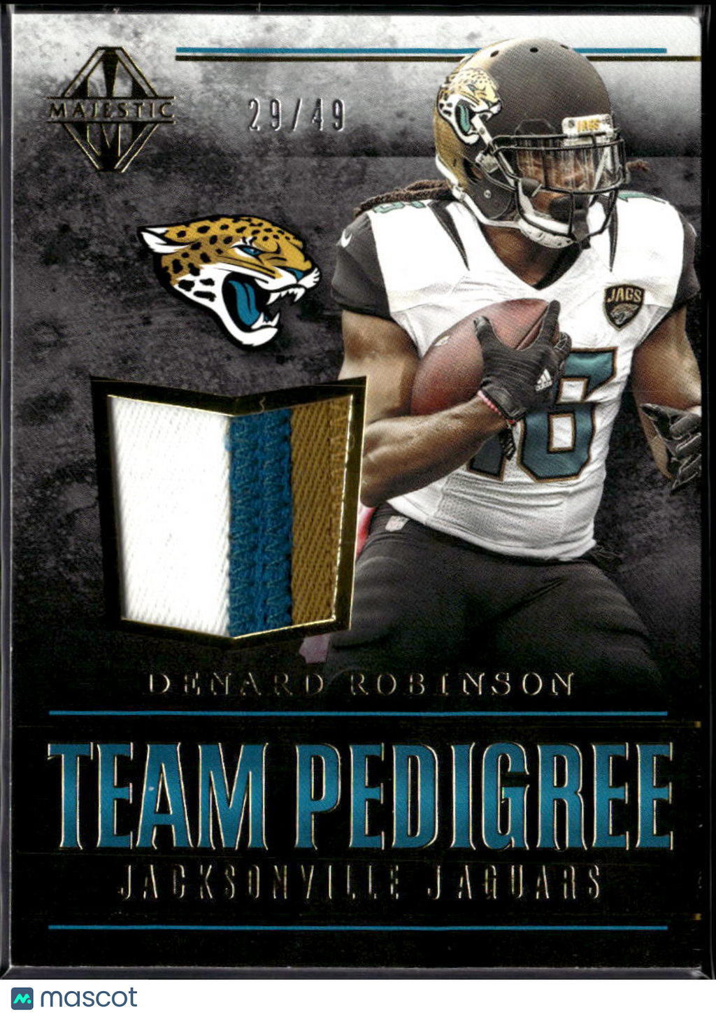 Denard Robinson 2017 Majestic Game Worn Jersey Patch 29/49 Jacksonville Jaguars