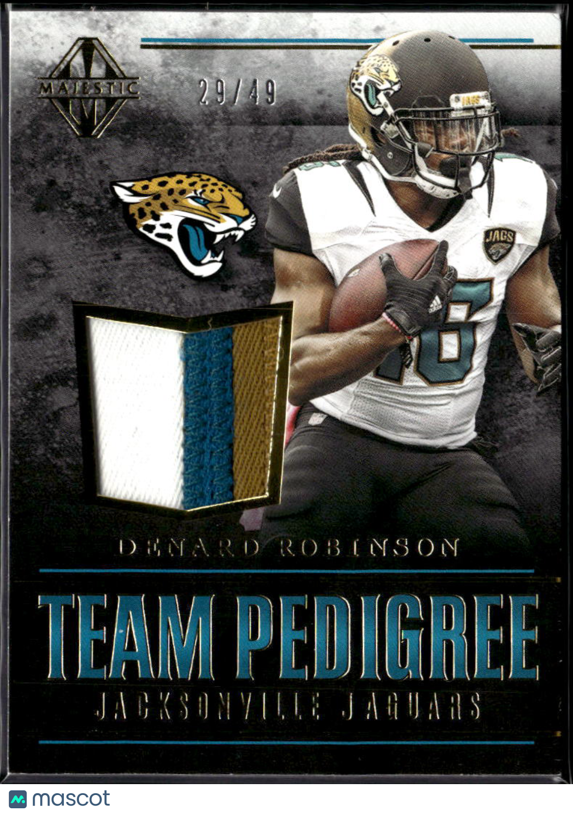 Denard Robinson 2017 Majestic Game Worn Jersey Patch 29/49 Jacksonville Jaguars