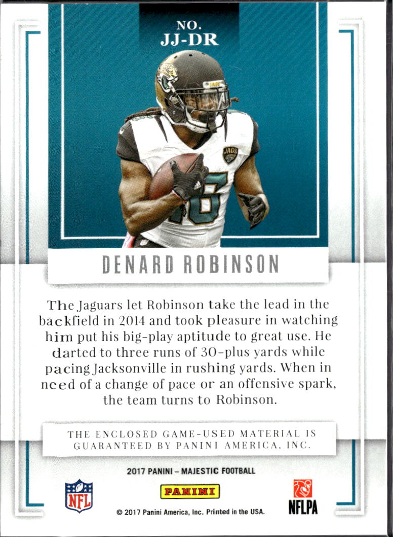 Denard Robinson 2017 Majestic Game Worn Jersey Patch 29/49 Jacksonville Jaguars