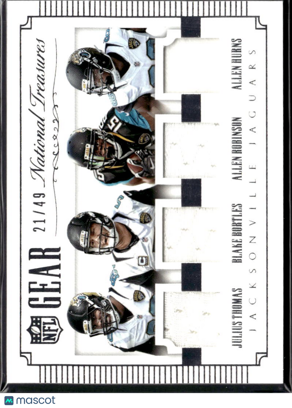 Hurns Blake Bortles Thomas Allen Robinson 2016 NT Game Worn Patch /99 Jaguars