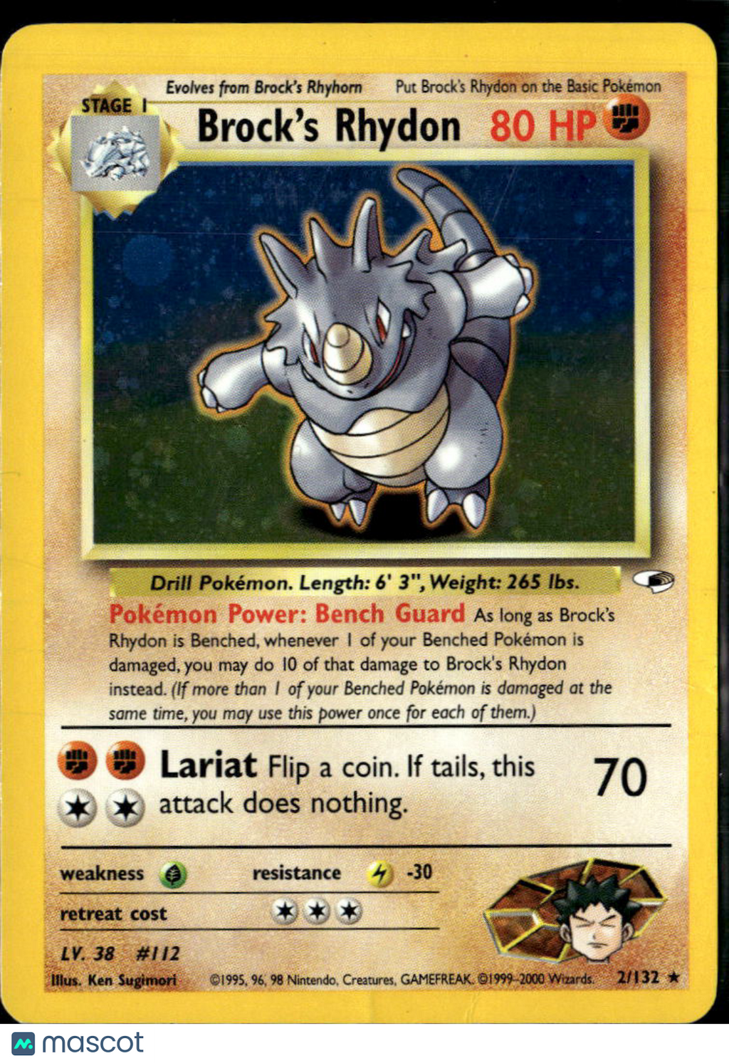 Brock's Rhydon 2000 Gym Heroes Holo Rare #2/132
