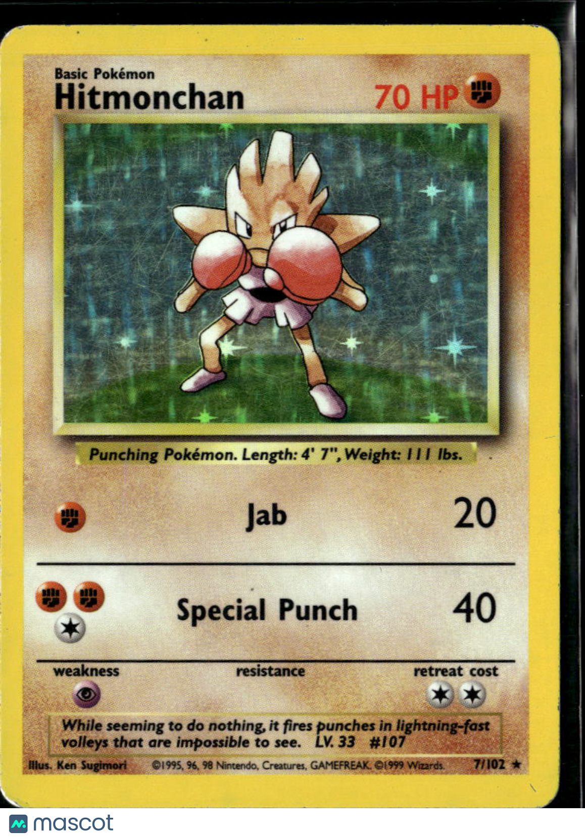 Hitmonchan 1999 Base Set Holo Rare #7/102