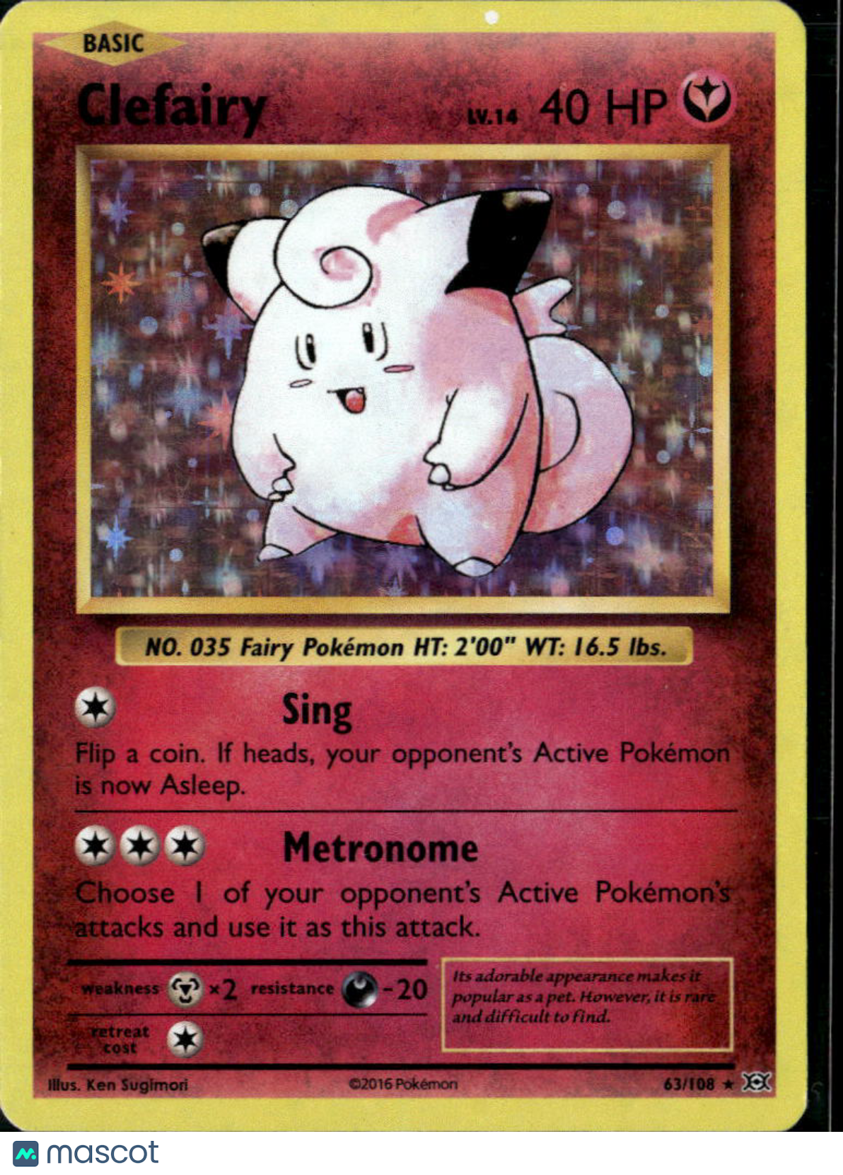 Clefairy 2016 Evolutions Holo Rare #63/108