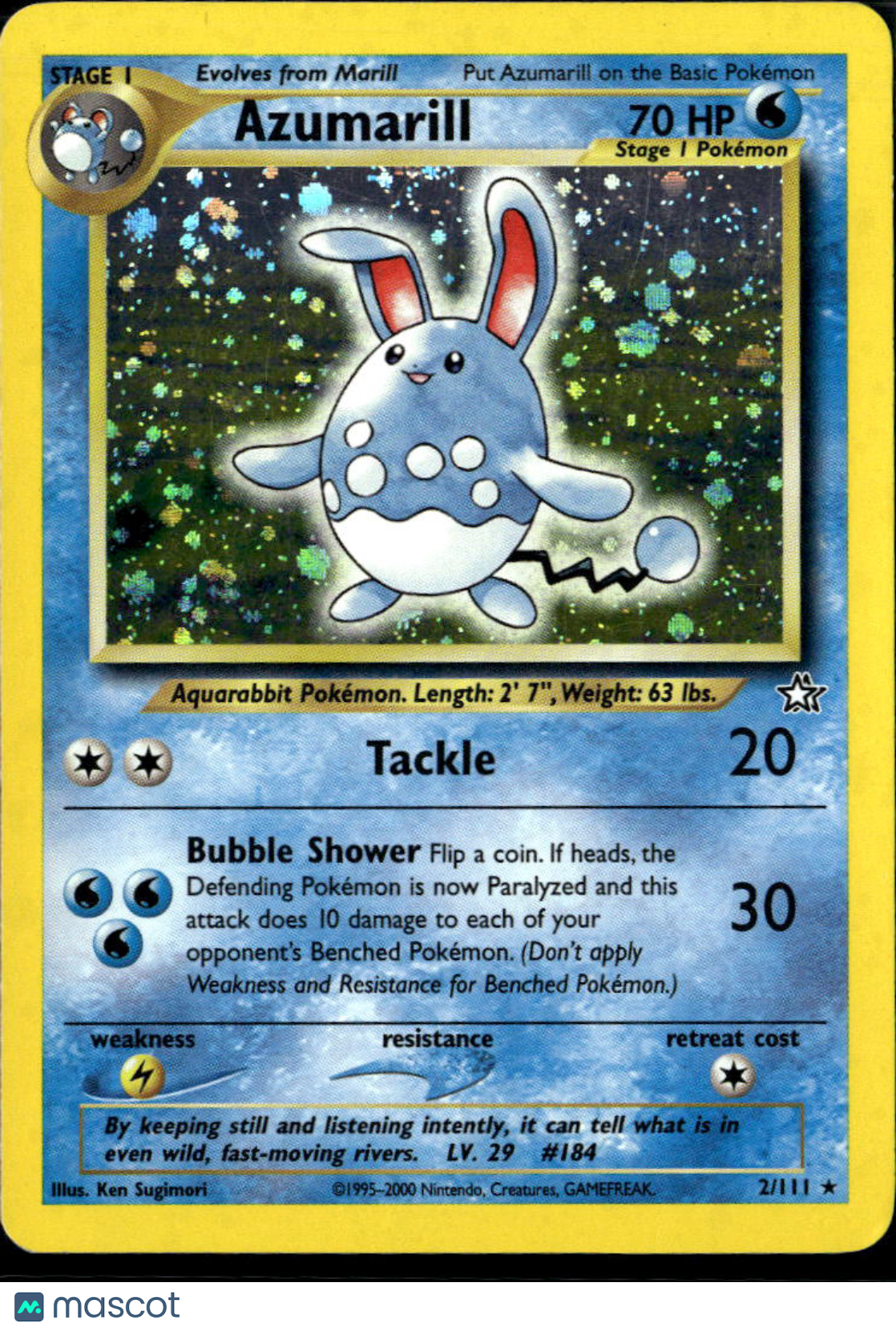 Azumarill 2000 Neo Genesis Holo Rare #2/111