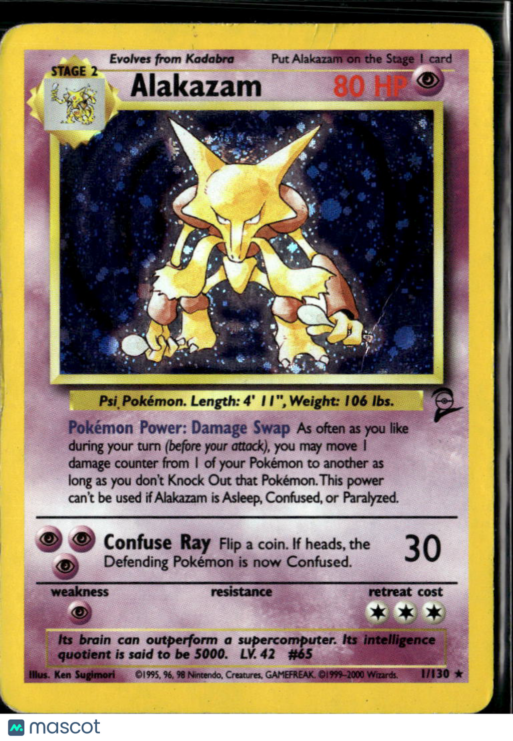 Alakazam 2000 Base Set 2 Holo Rare #1/130