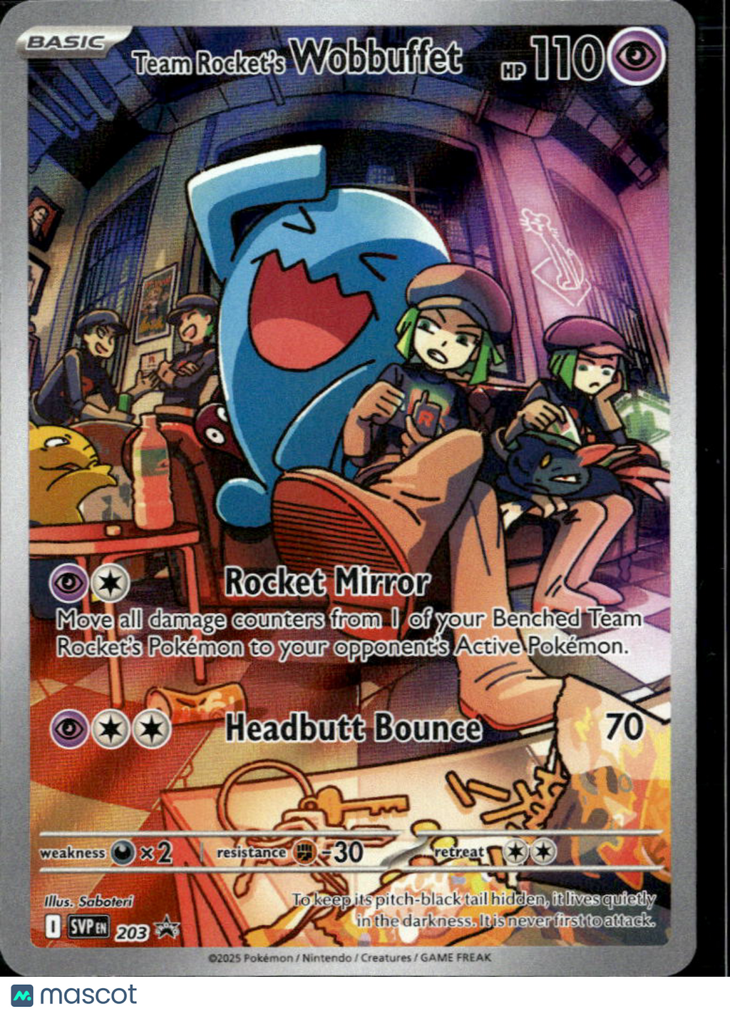 Team Rocket's Wobbuffet Scarlet & Violet Holo Black Star Promo FA #SVP EN 203