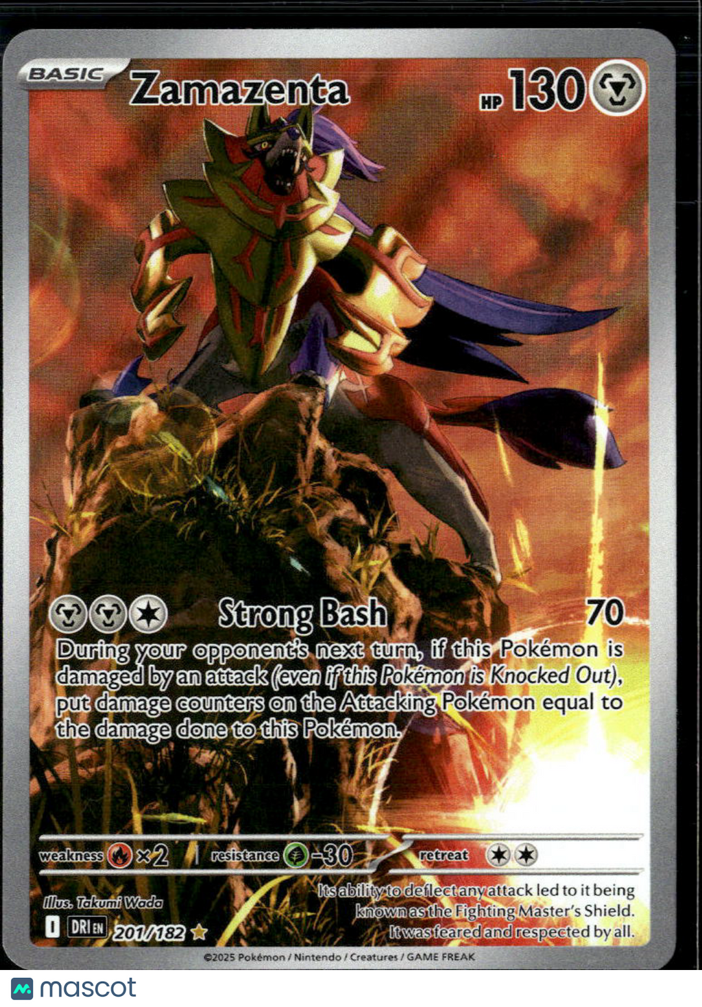 Zamazenta 2025 Destined Rivals Holo Secret Rare #201/182