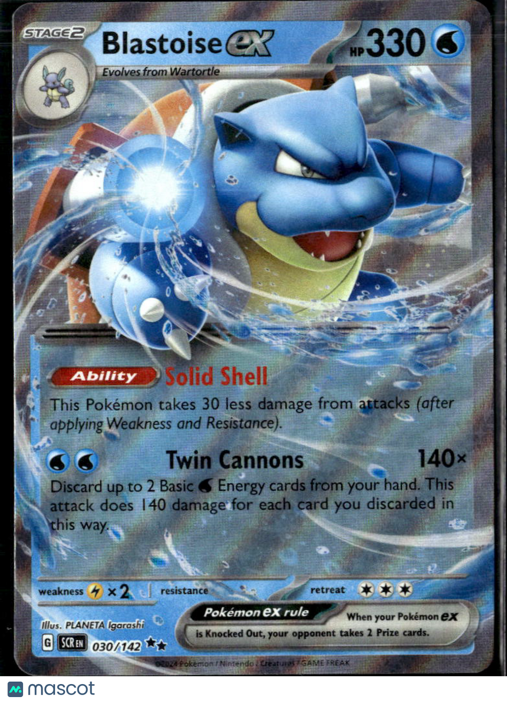 Blastoise EX 2024 Stellar Crown Holo Double Rare RR #30/142