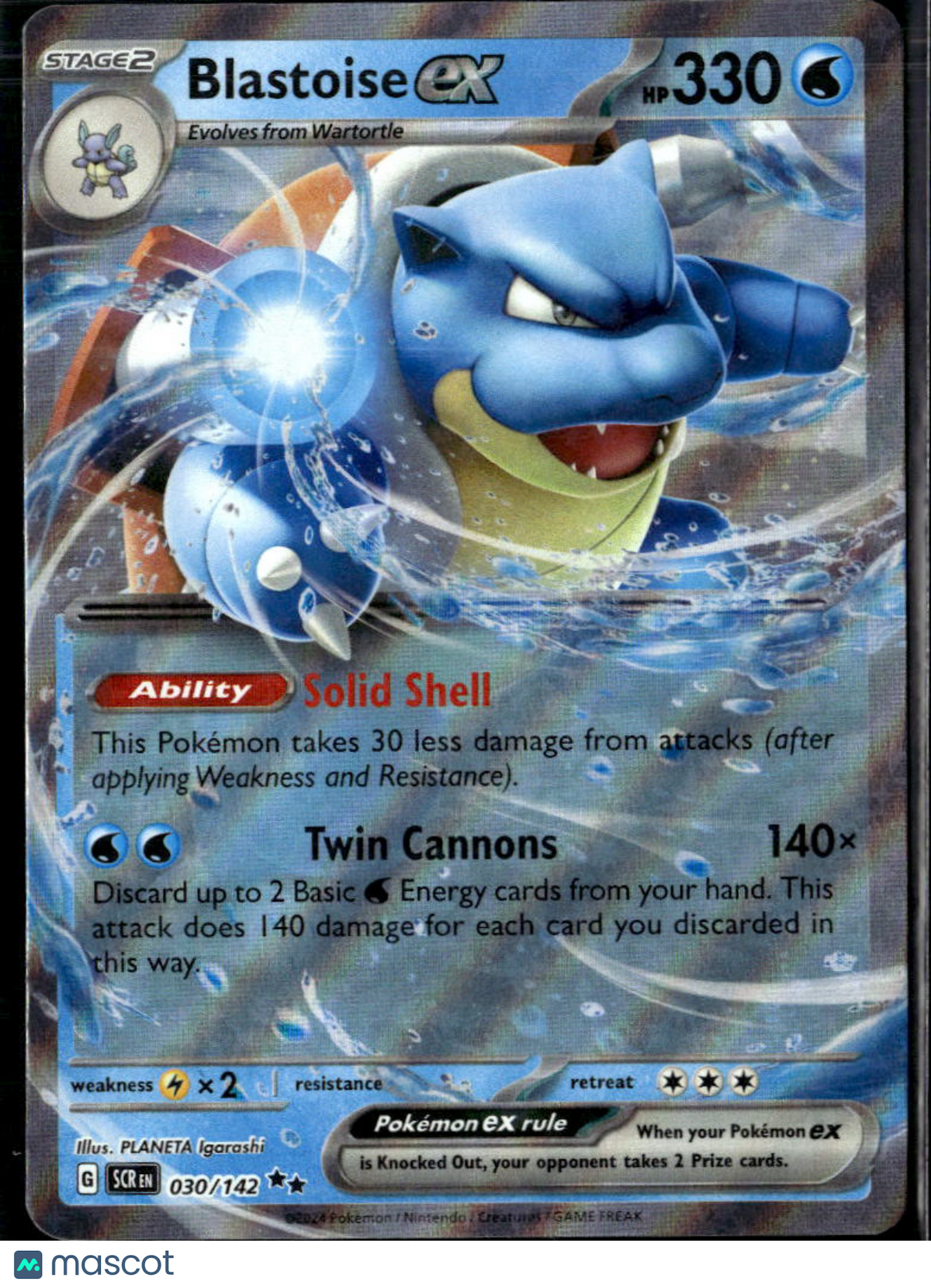 Blastoise EX 2024 Stellar Crown Holo Double Rare RR #30/142