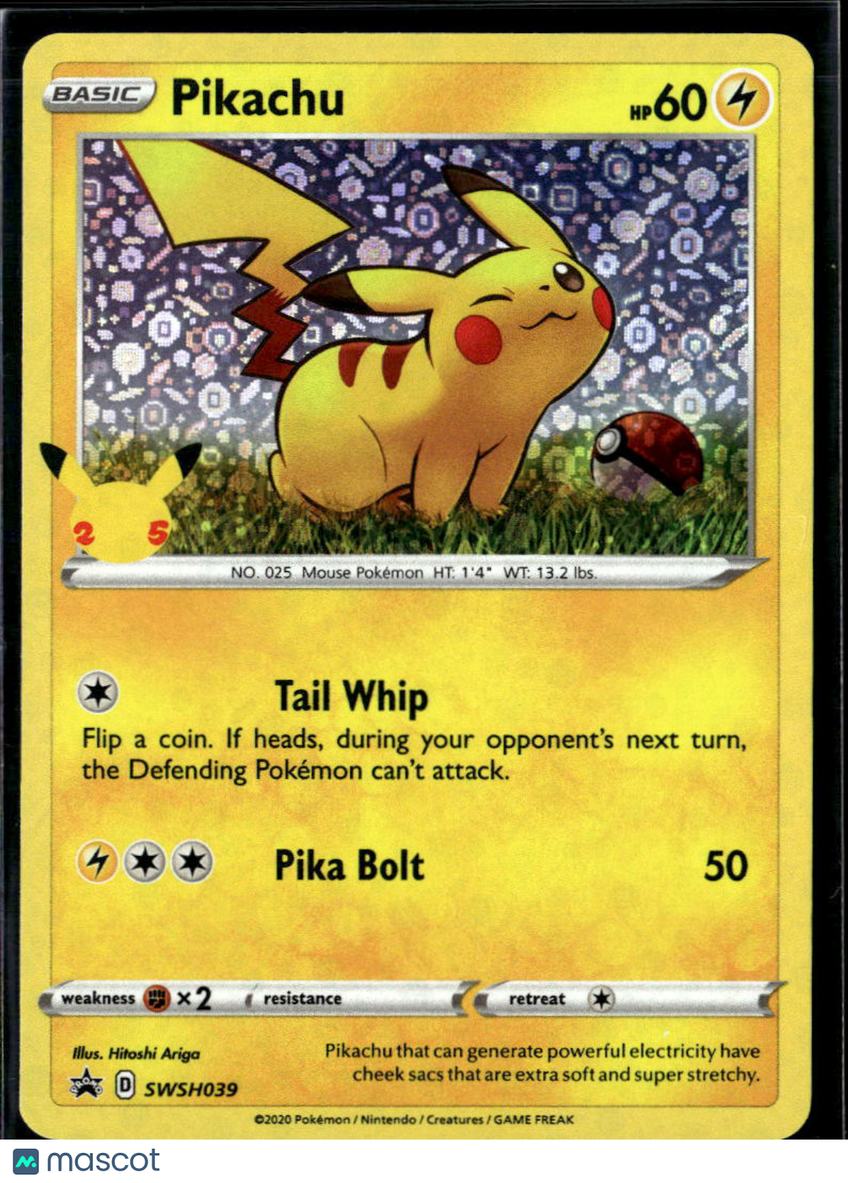 Pikachu 2020 Sword & Shield Holo Black Star Promo #SWSH039