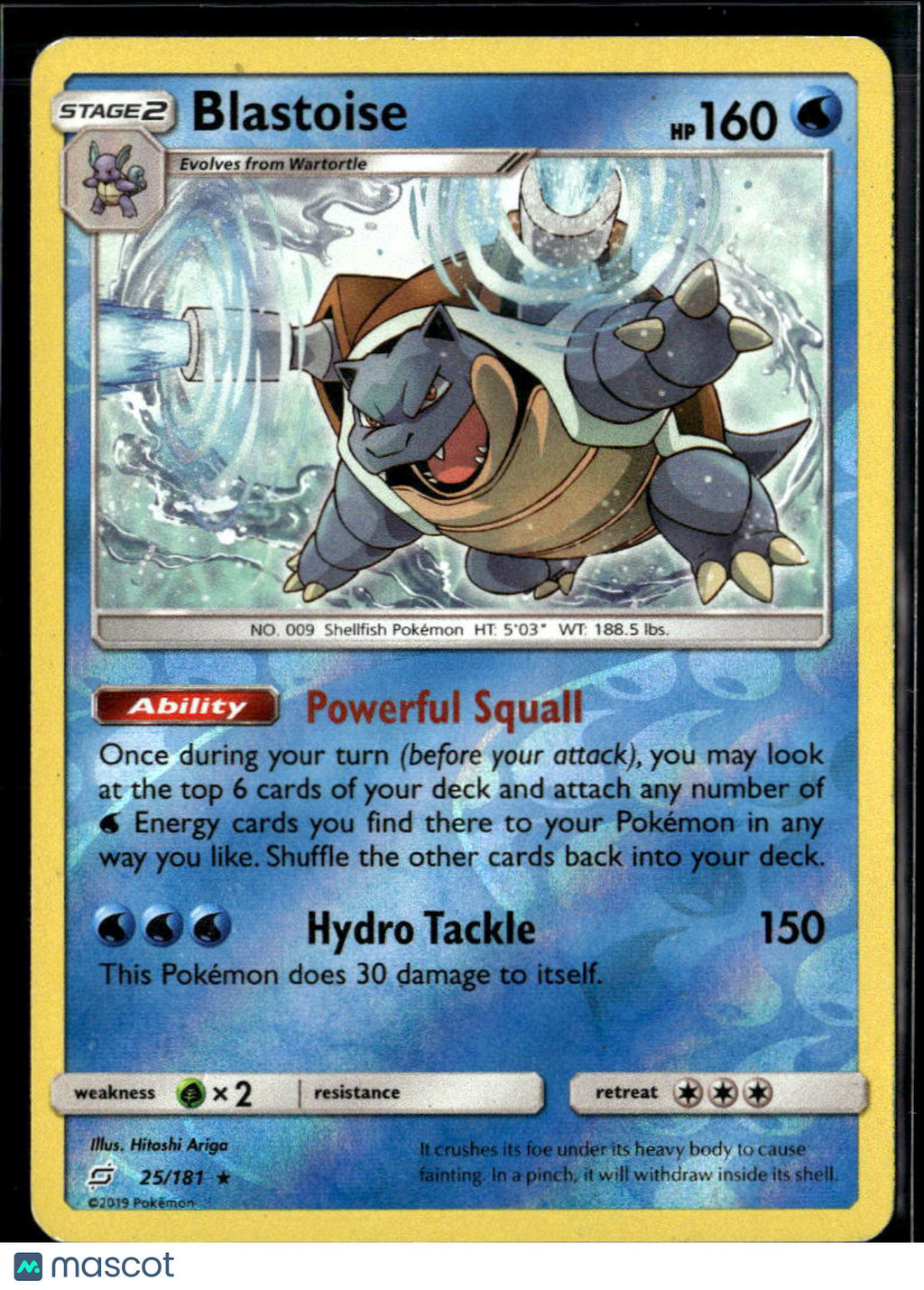 Blastoise 2019 Team Up Reverse Holo Rare #25/181