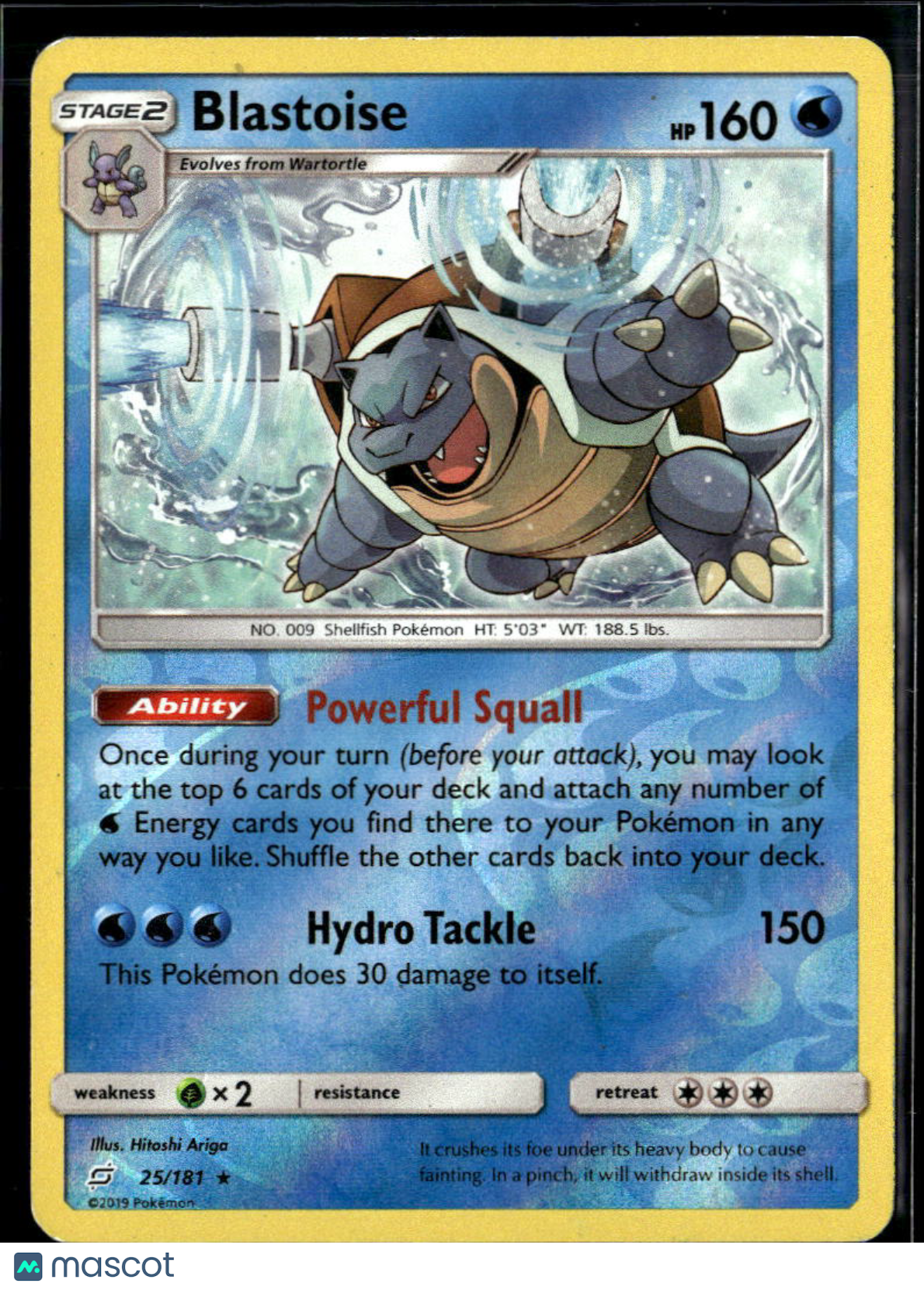 Blastoise 2019 Team Up Reverse Holo Rare #25/181