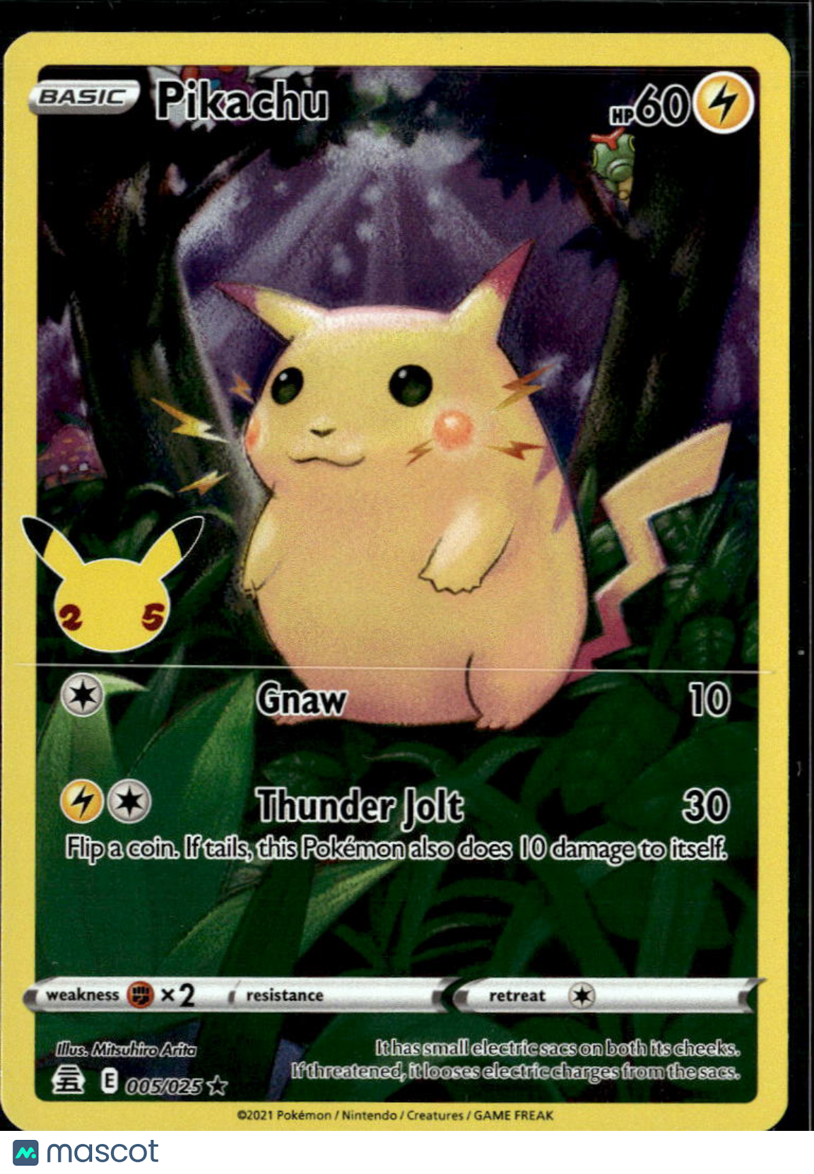 Pikachu 2021 Celebrations Holo Rare #5/25