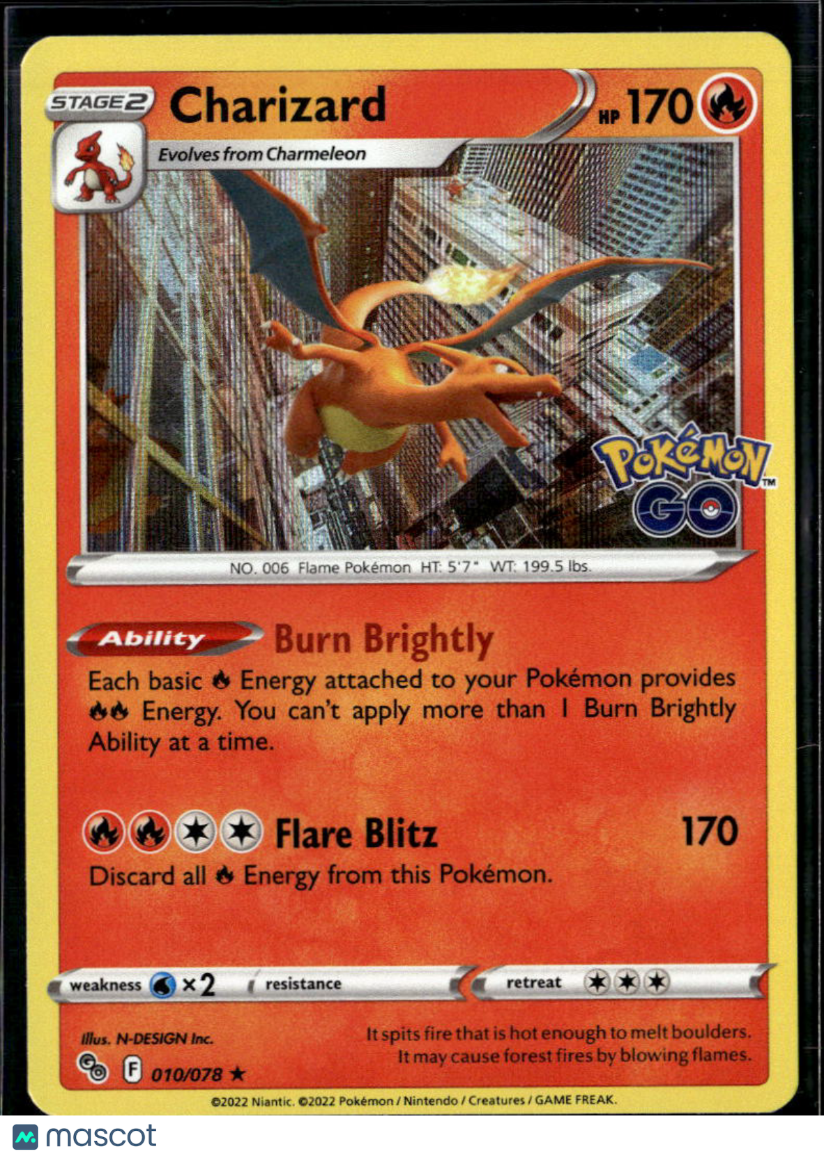 Charizard 2022 Pokemon GO Holo Rare #10/78