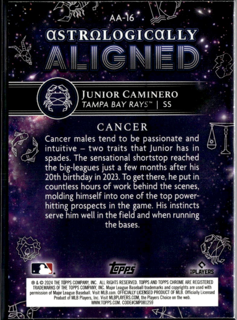 Junior Caminero 2024 Topps Chrome Cosmic Astrologically Aligned RC TB Rays