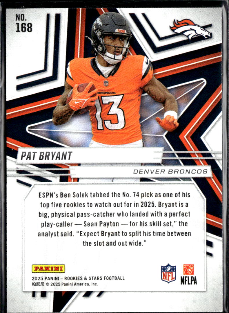 Pat Bryant 2025 Rookies & Stars Orange Rookie RC 191/249 Denver Broncos