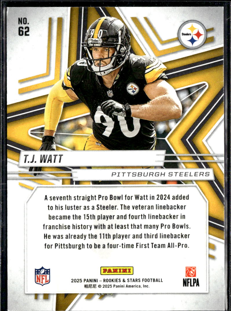 T.J. Watt 2025 Rookies & Stars Purple /999 Pittsburgh Steelers