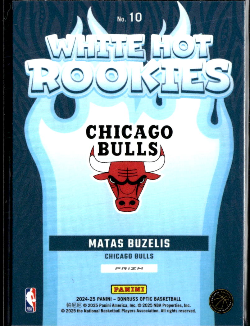 Matas Buzelis 2025 Optic White Hot Rookies HOLO RC Chicago Bulls