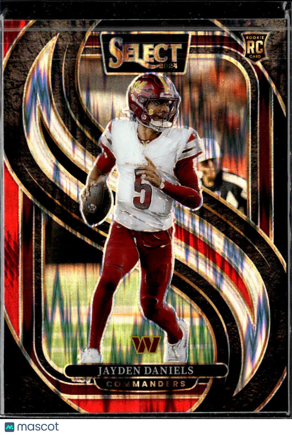 Jayden Daniels 2025 Select Red Shock Prizm RC Washington Commanders