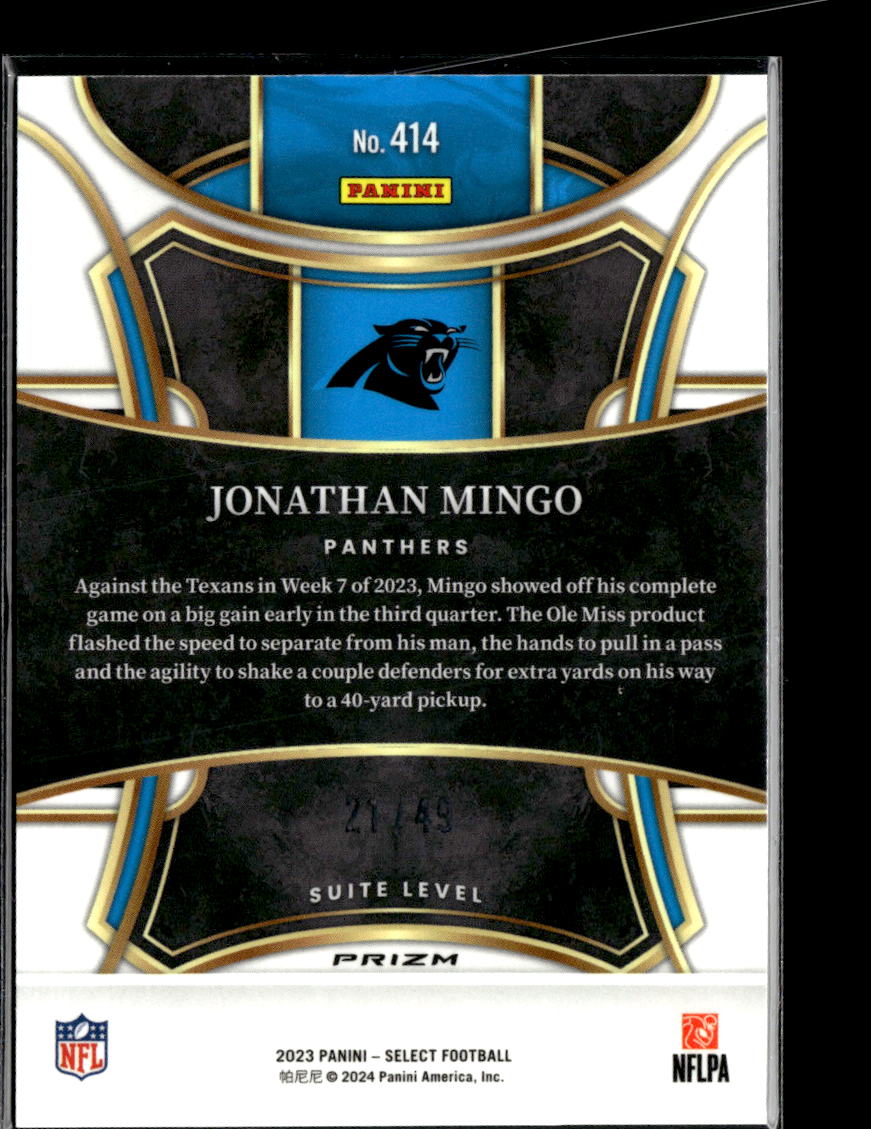 Jonathan Mingo 2024 Select RC Suite Level Red Disco 21/49 Carolina Panthers