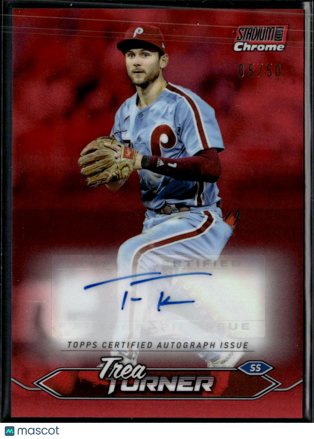 Trea Turner 2024 Topps Stadium Club Chrome Auto Autograph Red 5/50 Phillies