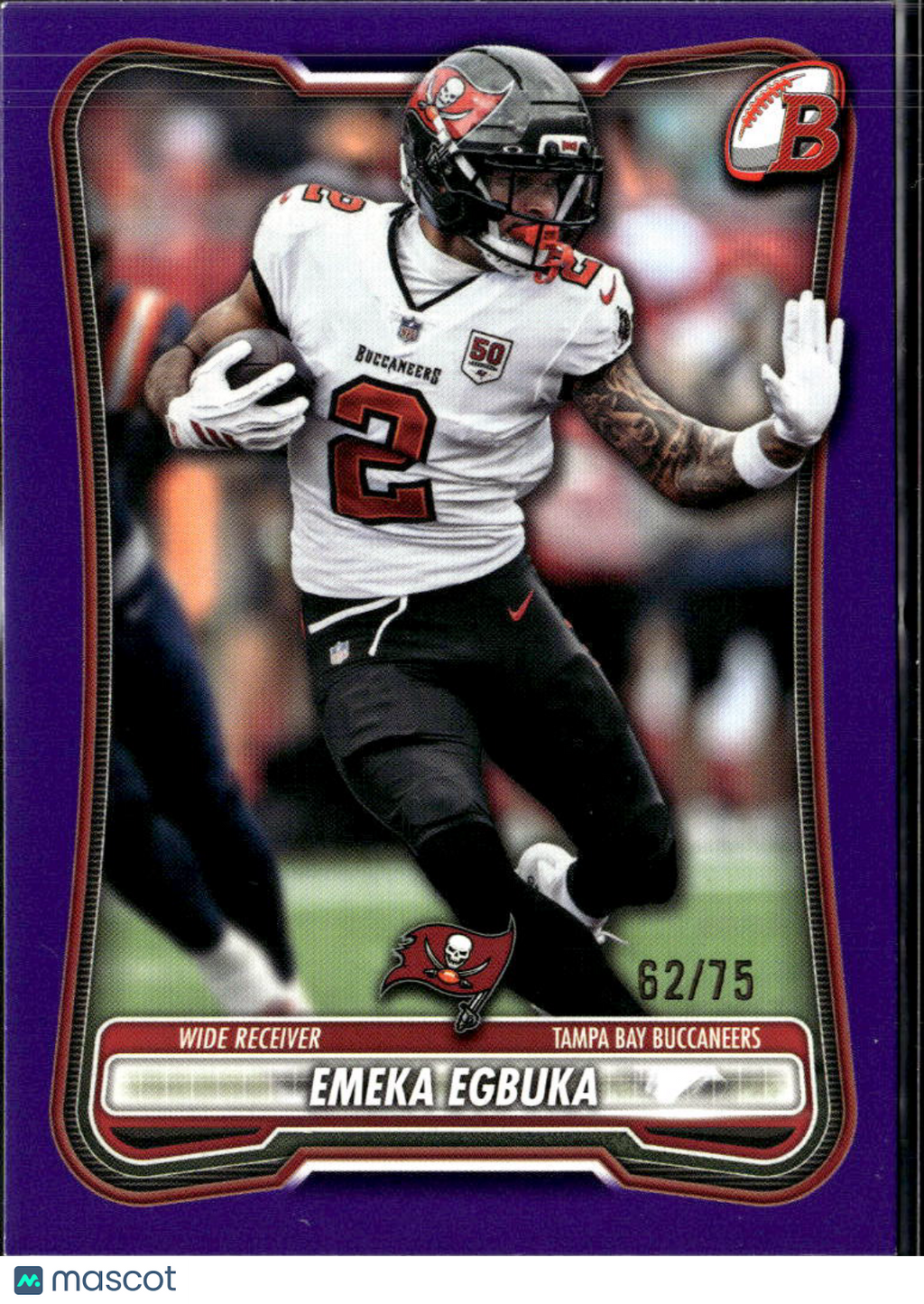 Emeka Egbuka 2026 Bowman Purple Parallel 62/75 Tampa Bay Buccaneers