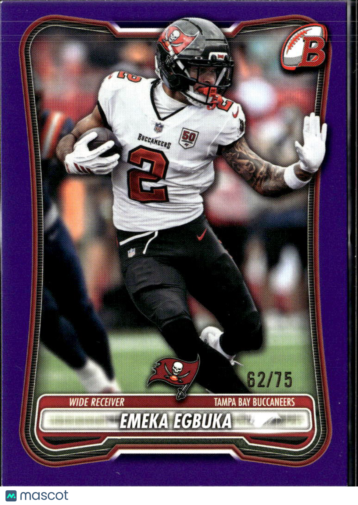 Emeka Egbuka 2026 Bowman Purple Parallel 62/75 Tampa Bay Buccaneers