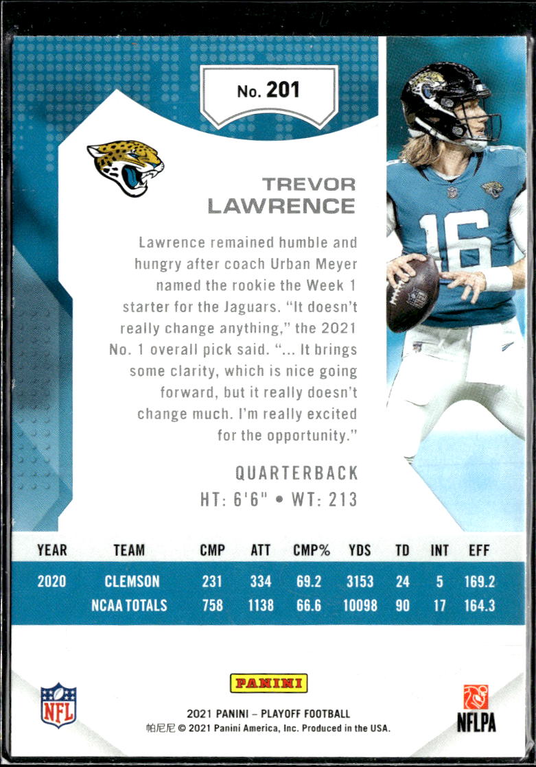 Trevor Lawrence 2021 Panini Playoff RC Red Zone Rookie Jacksonville Jaguars