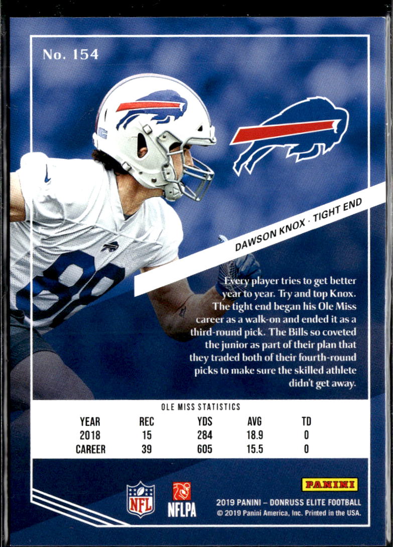 Dawson Knox 2019 Elite RC Rookie /699 Buffalo Bills