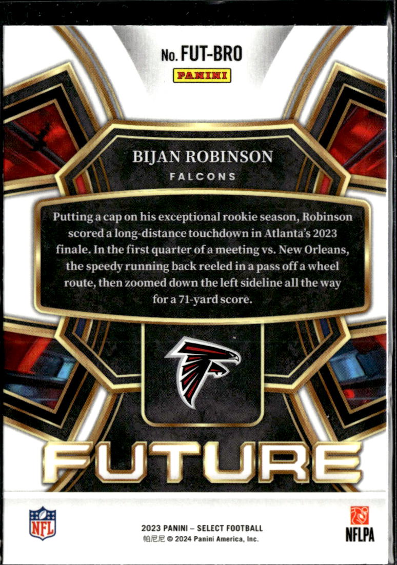Bijan Robinson 2023 Select Rookie RC Future Atlanta Falcons
