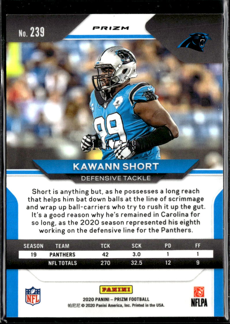 Kawann Short 2020 Prizm Orange /249 Carolina Panthers