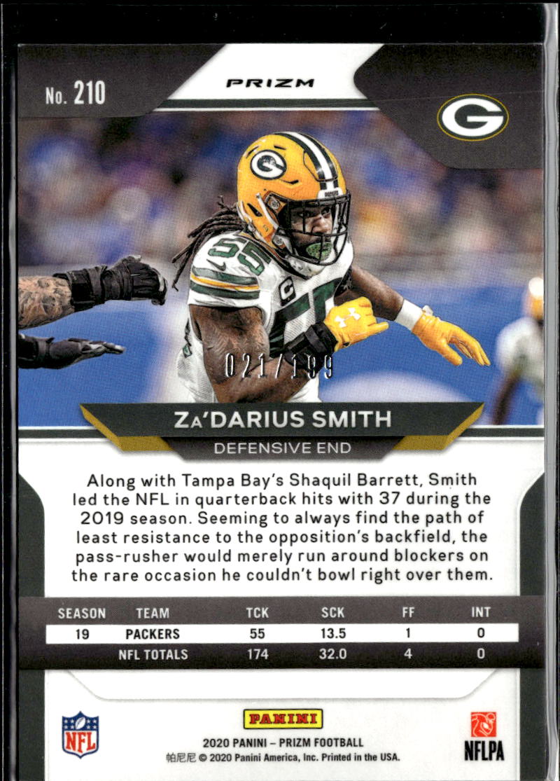 Za'Darius Smith 2020 Prizm Blue Wave /199 Green Bay Packers
