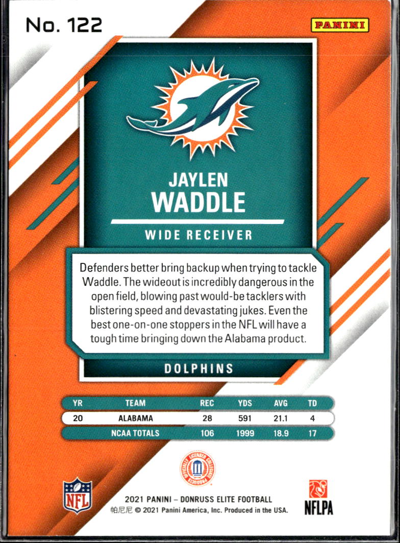 Jaylen Waddle 2021 Elite Green Rookie RC Miami Dolphins Alabama
