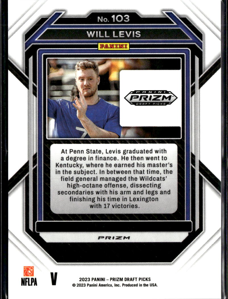 Will Levis 2023 Panini Prizm Draft Picks Image Variation RC Kentucky Wildcats