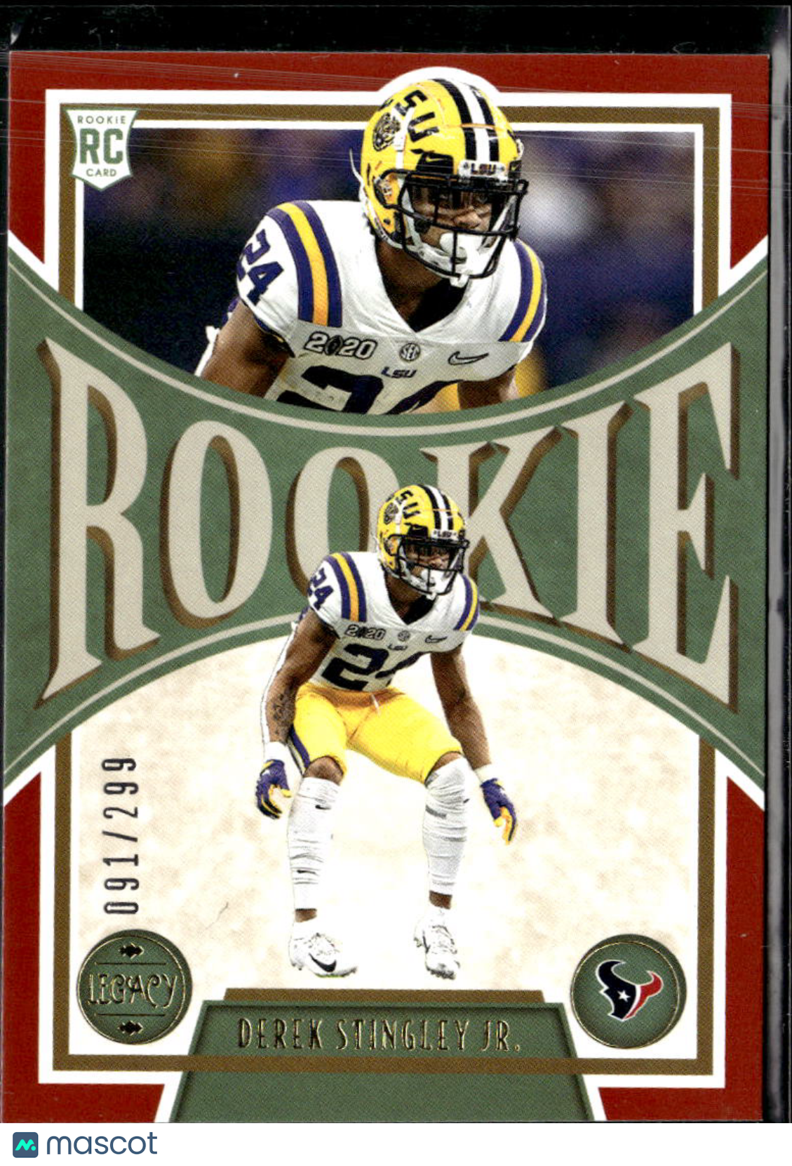Derek Stingley Jr. 2022 Legacy Red Rookie RC /299 LSU Houston Texans