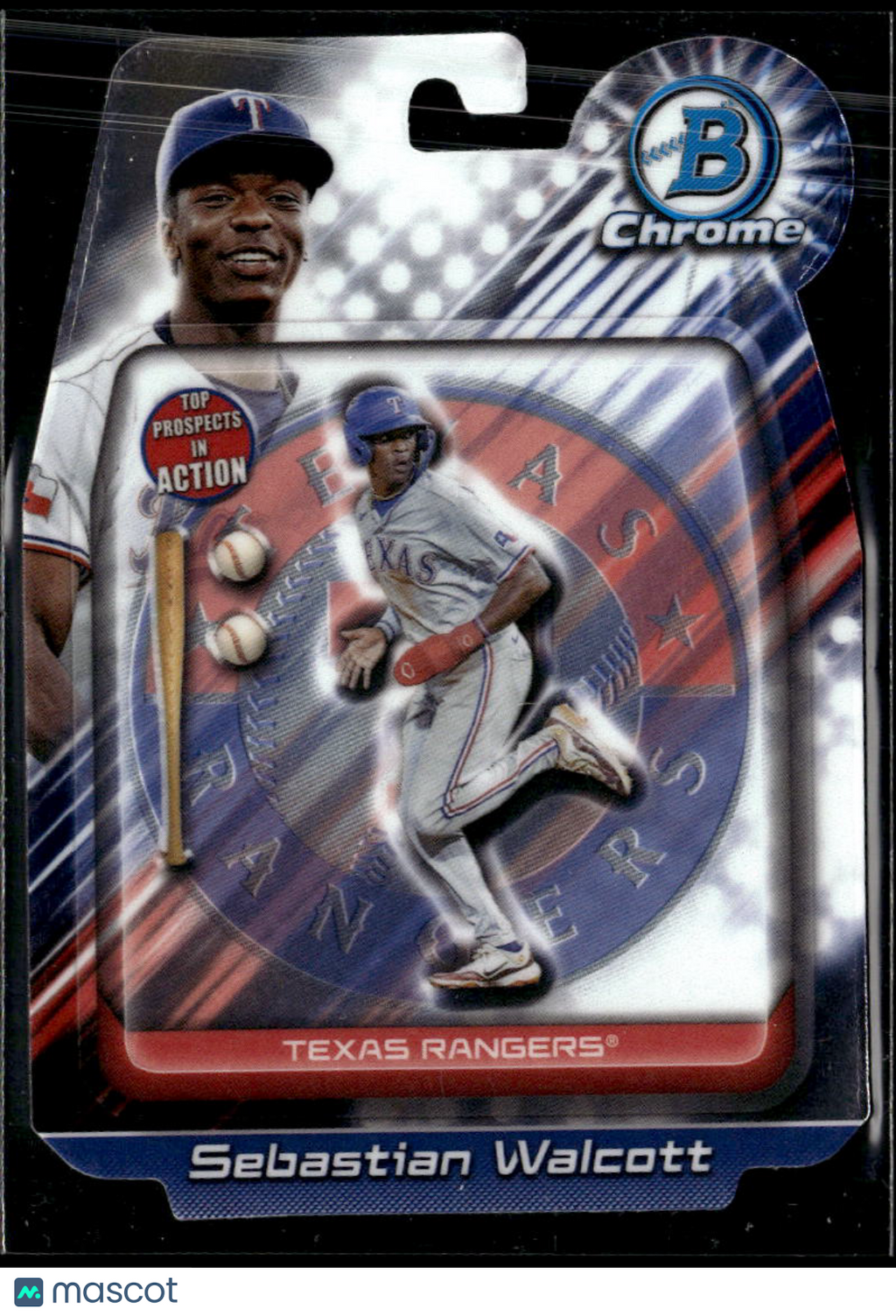 Sebastian Walcott 2024 Bowman Chrome In Action RC Texas Rangers