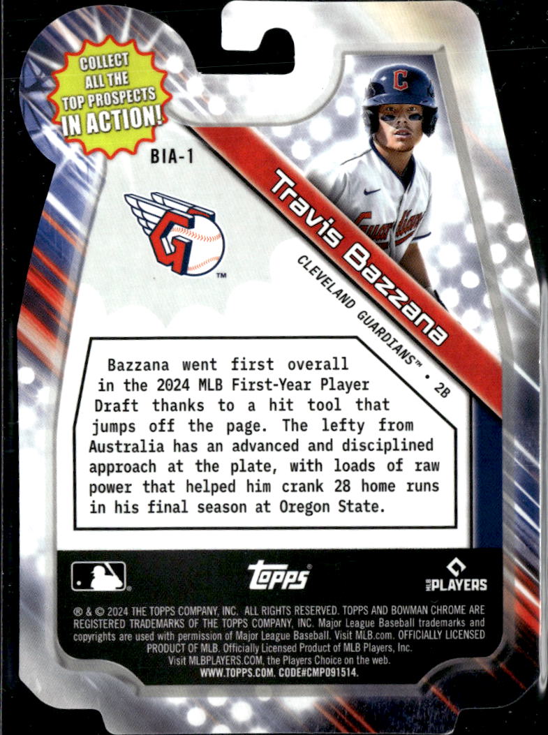 Travis Bazzana 2024 Bowman Chrome In Action RC Cleveland Guardians