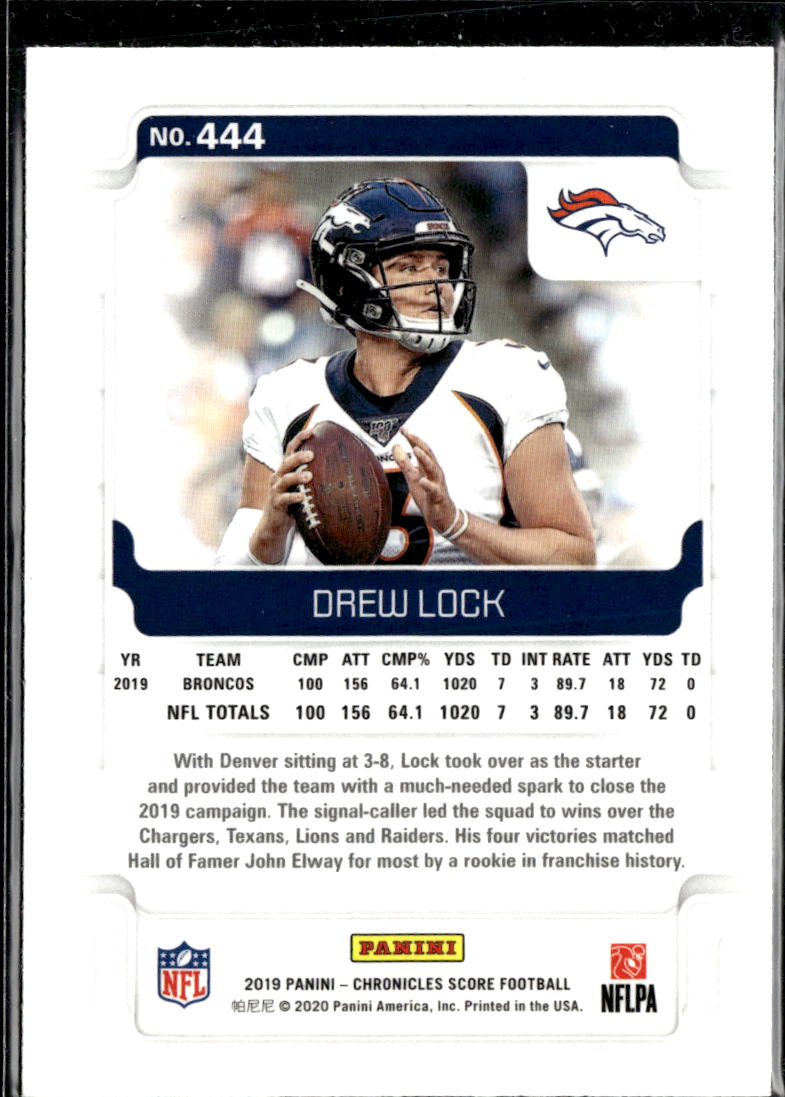 Drew Lock 2019 Score Silver Prizm Rookie RC Denver Broncos