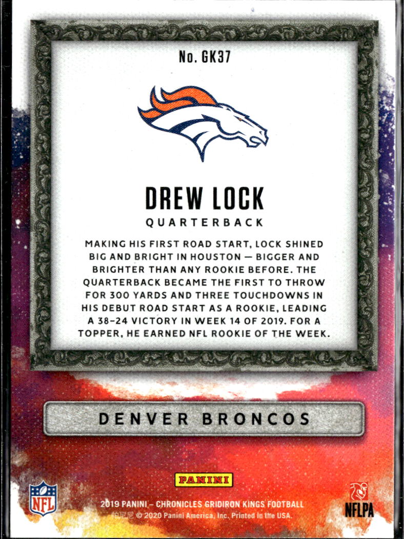 Drew Lock 2019 Panini Chronicles Gridiron Kings Rookie RC Denver Broncos