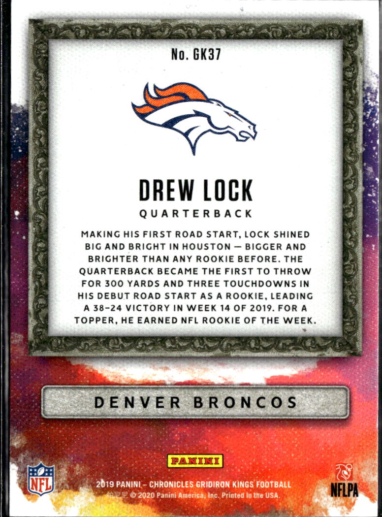Drew Lock 2019 Panini Chronicles Gridiron Kings Rookie RC Denver Broncos