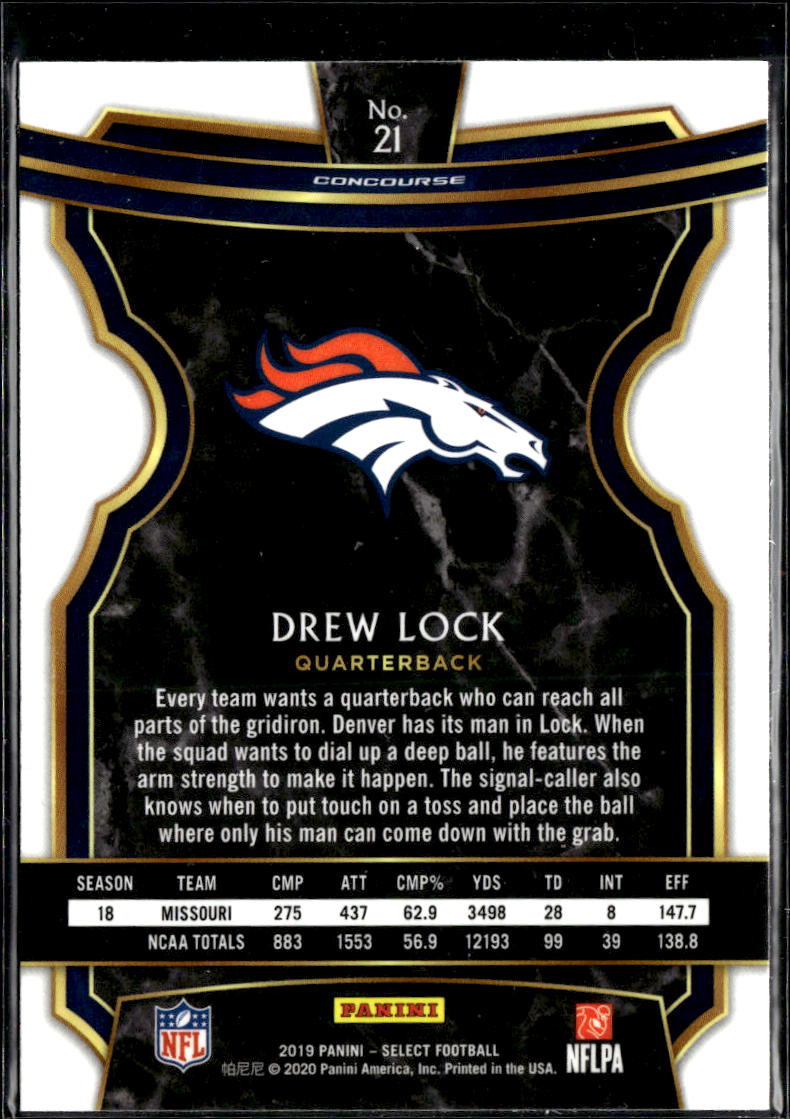 Drew Lock 2019 Select Rookie RC Denver Broncos