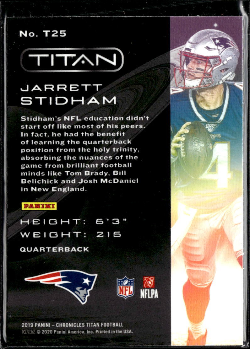 Jarrett Stidham 2019 Chronicles Titan RC New England Patriots