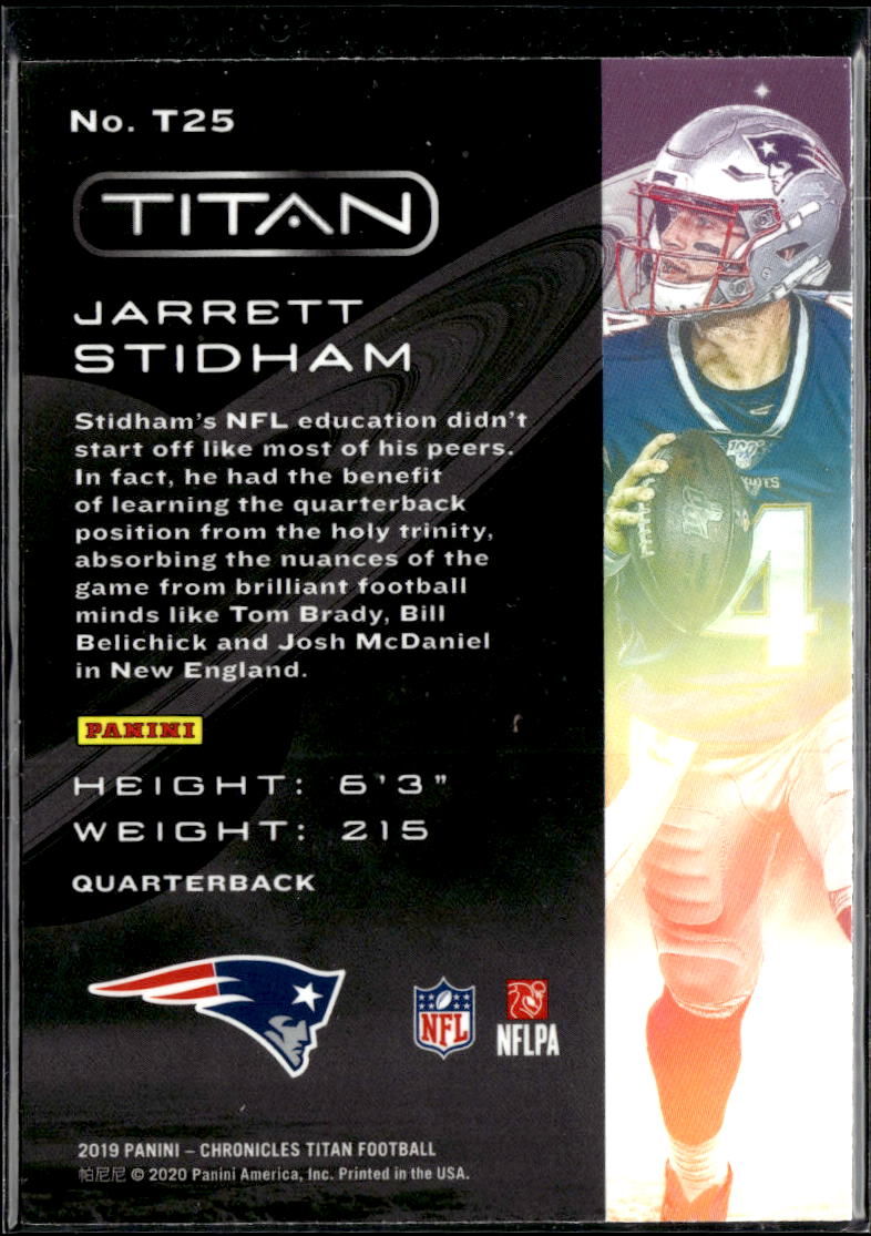 Jarrett Stidham 2019 Chronicles Titan RC New England Patriots