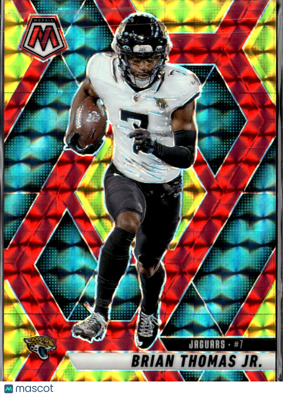 Brian Thomas Jr. 2025 Mosaic Red Yellow Fusion 71/88 Jacksonville Jaguars