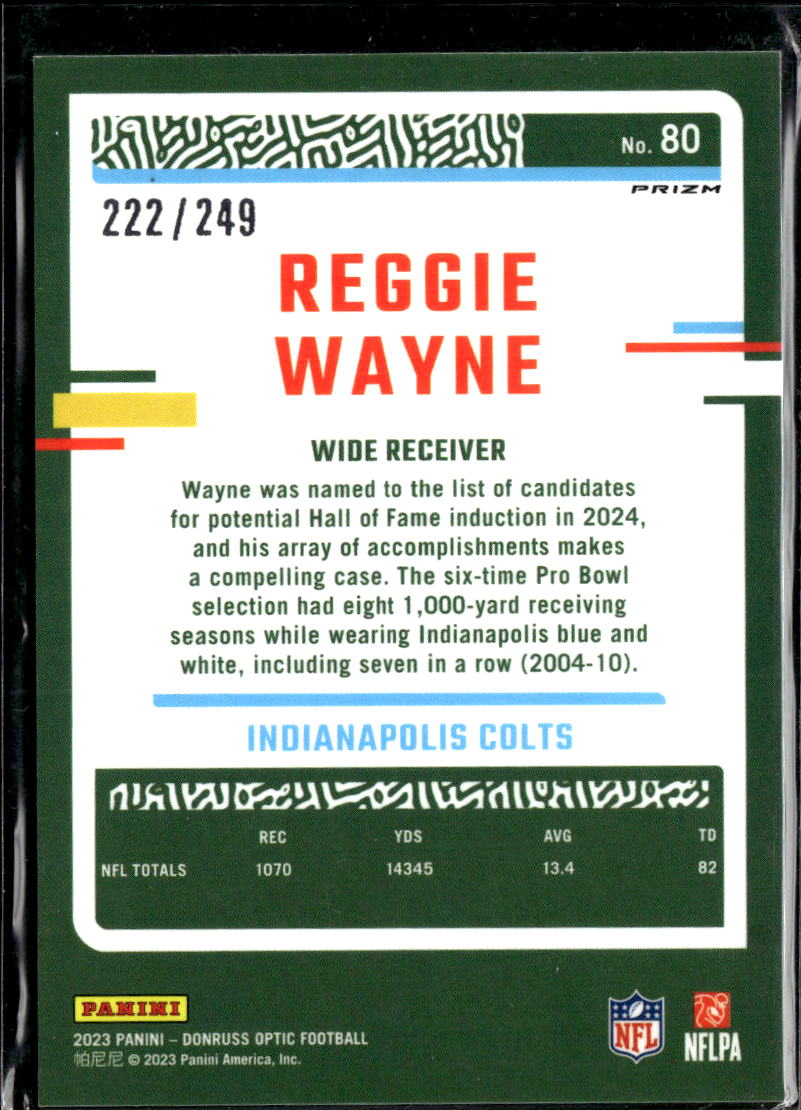 Reggie Wayne 2023 Optic Orange 222/249 Indianapolis Colts