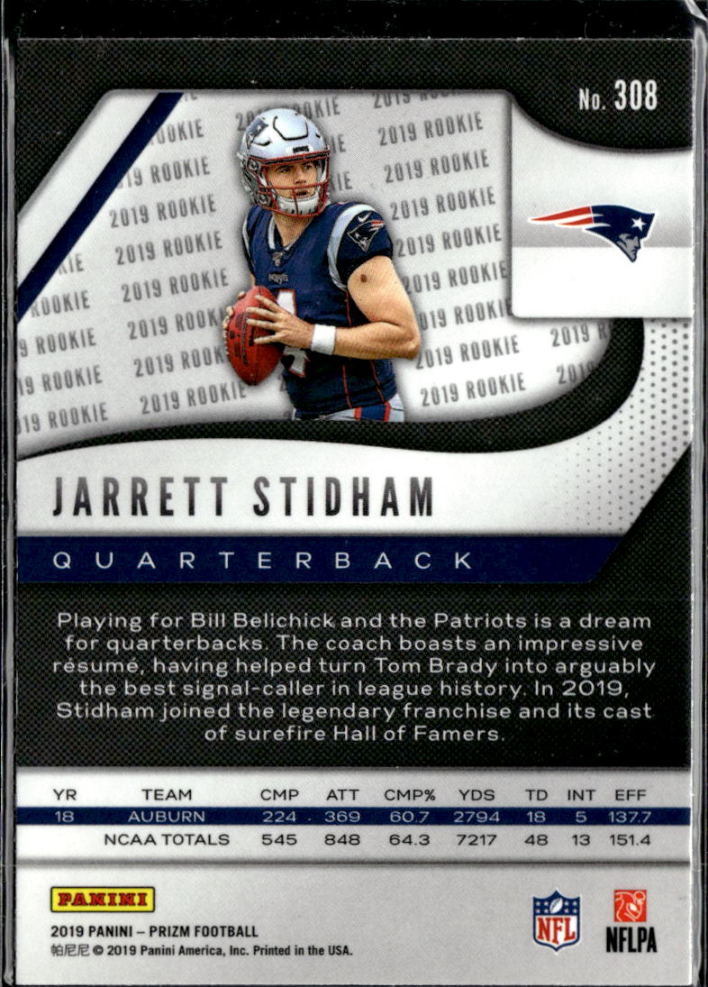 Jarrett Stidham 2019 Panini Prizm Rookie RC New England Patriots