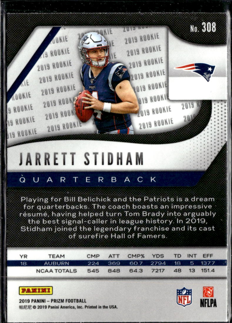 Jarrett Stidham 2019 Panini Prizm Rookie RC New England Patriots