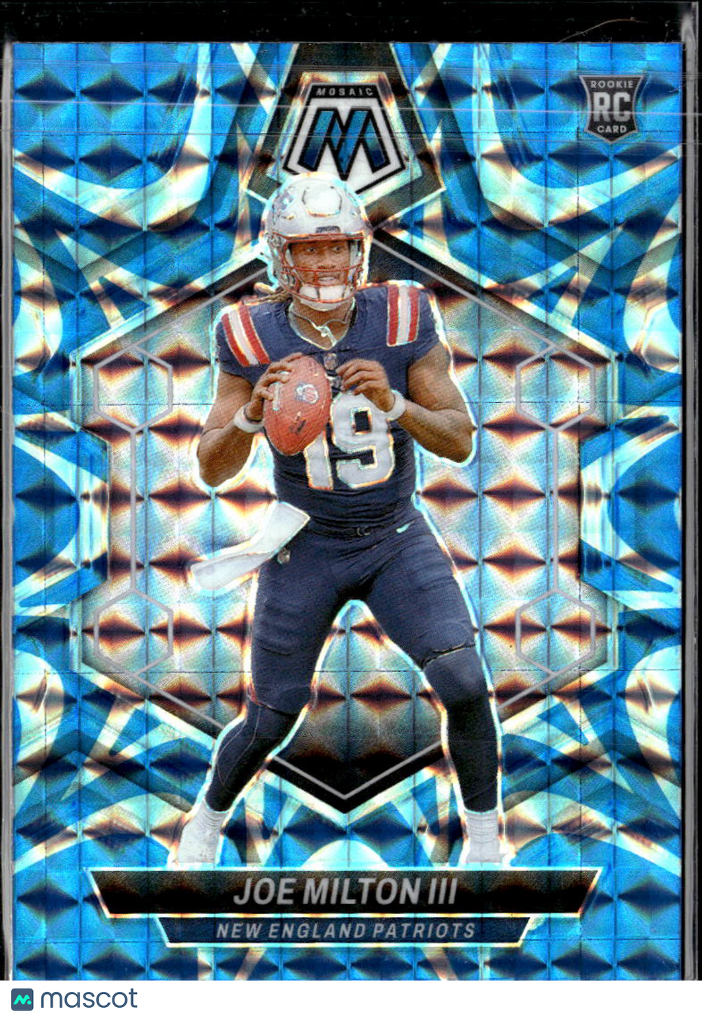 Joe Milton III 2024 Mosaic RC Blue Reactive Prizm Rookie New England Patriots