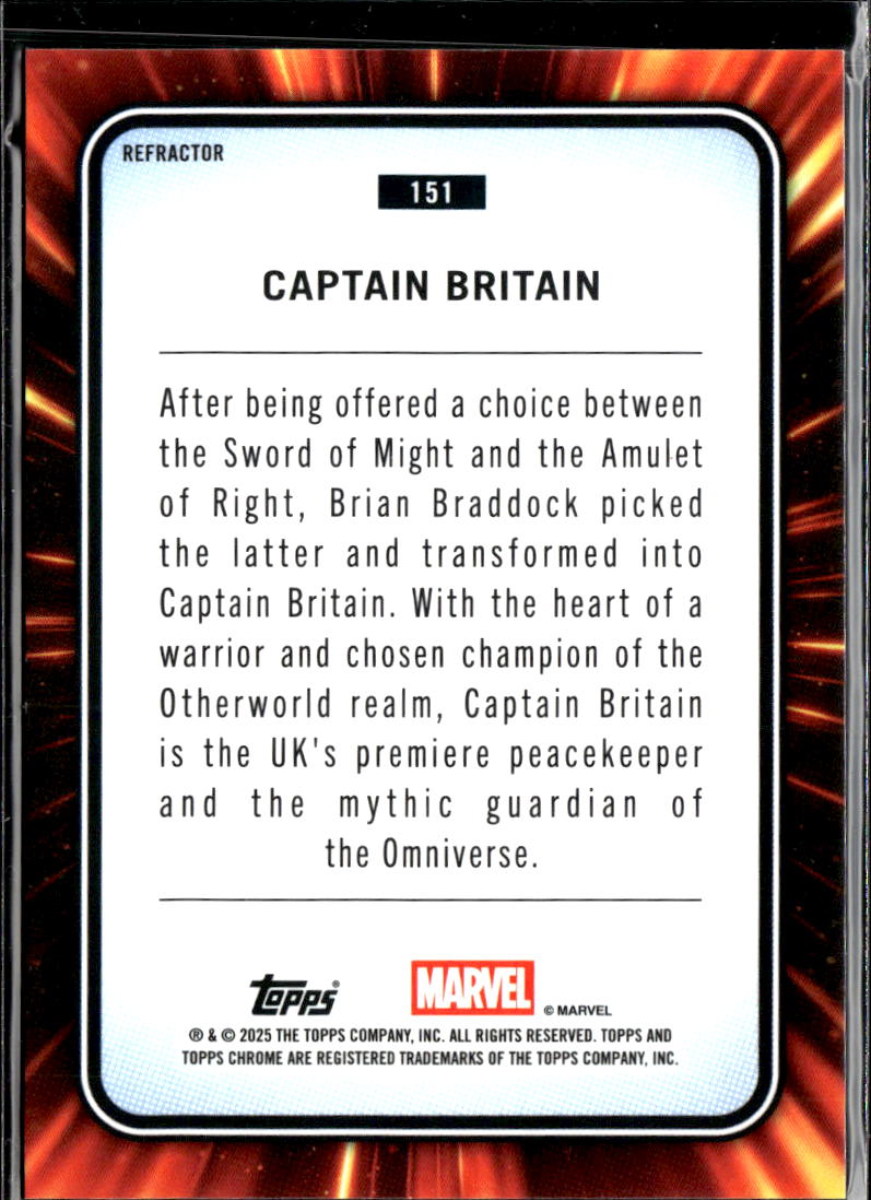 Captain Britain 2025 Topps Chrome Marvel Refractor #151
